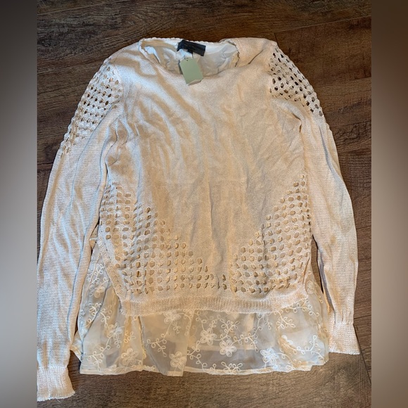Cream layered top, sz L - Picture 3 of 8